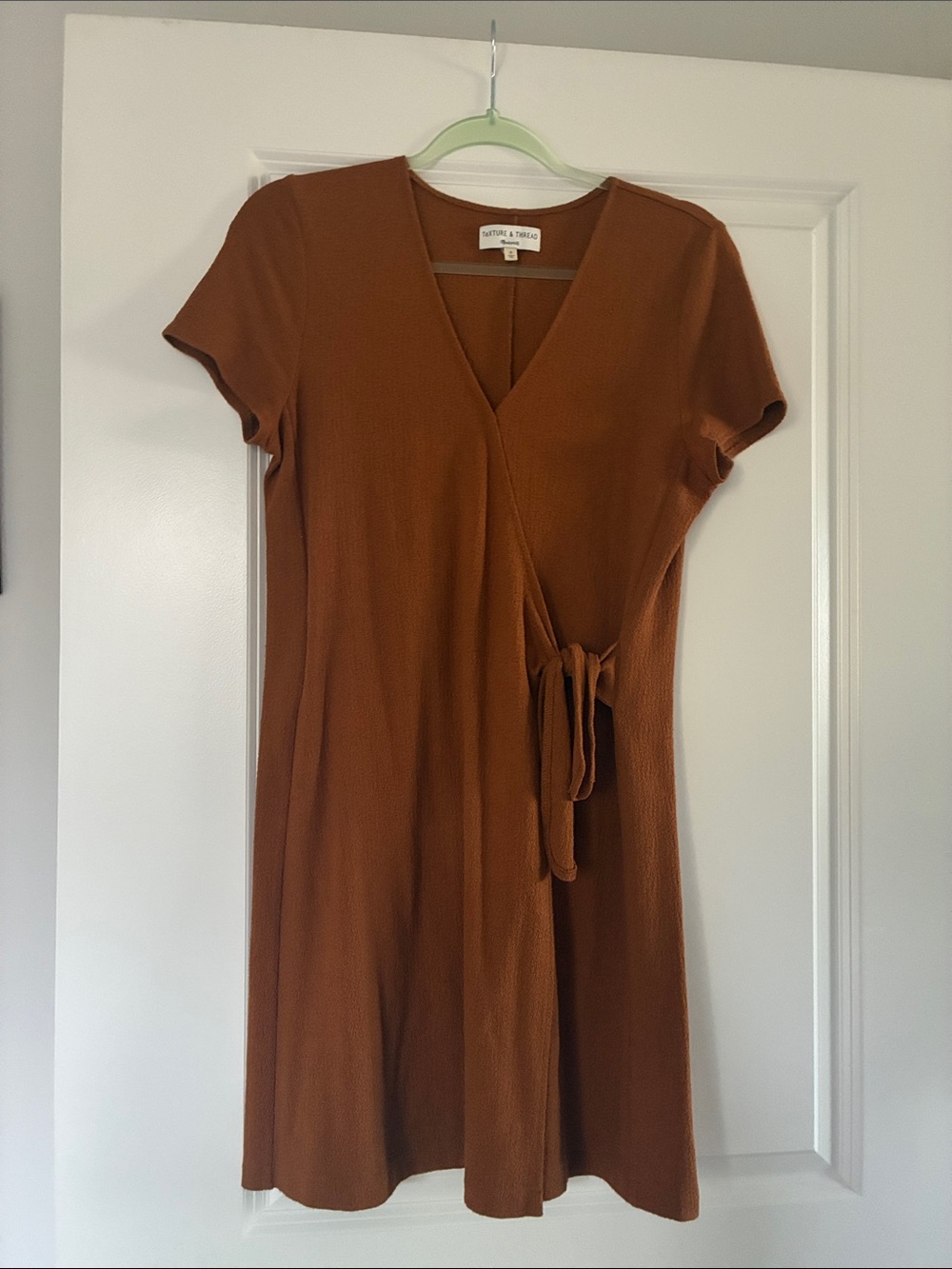 Madewell Texture and thread Rust Wrap Mini Dress with Side Tie